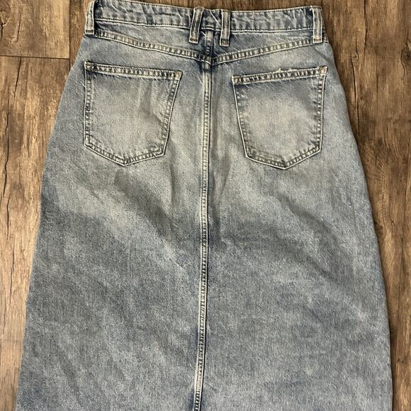 Free People We The Free Come As You Are Denim Maxi Skirt Size 6 Medium Indigo - Picture 11 of 12